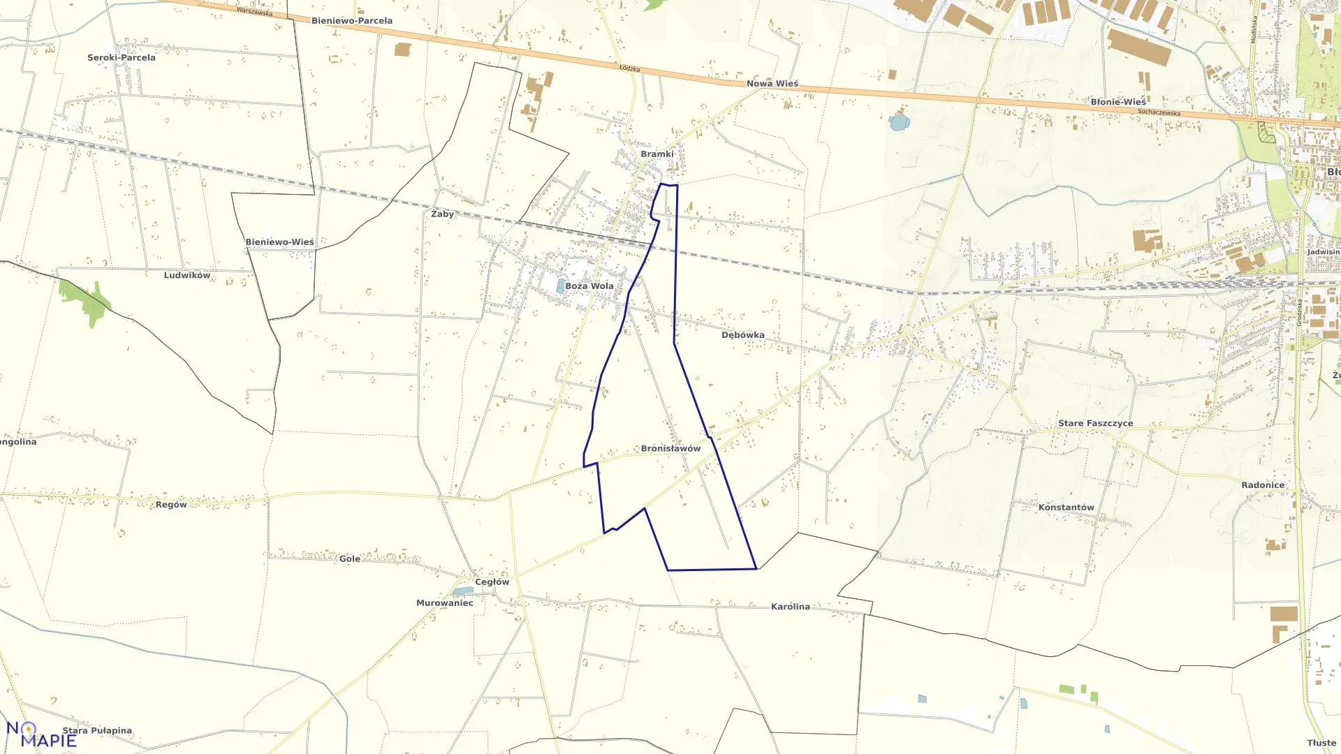 Mapa obrębu BRONISŁAWÓW w gminie Baranów