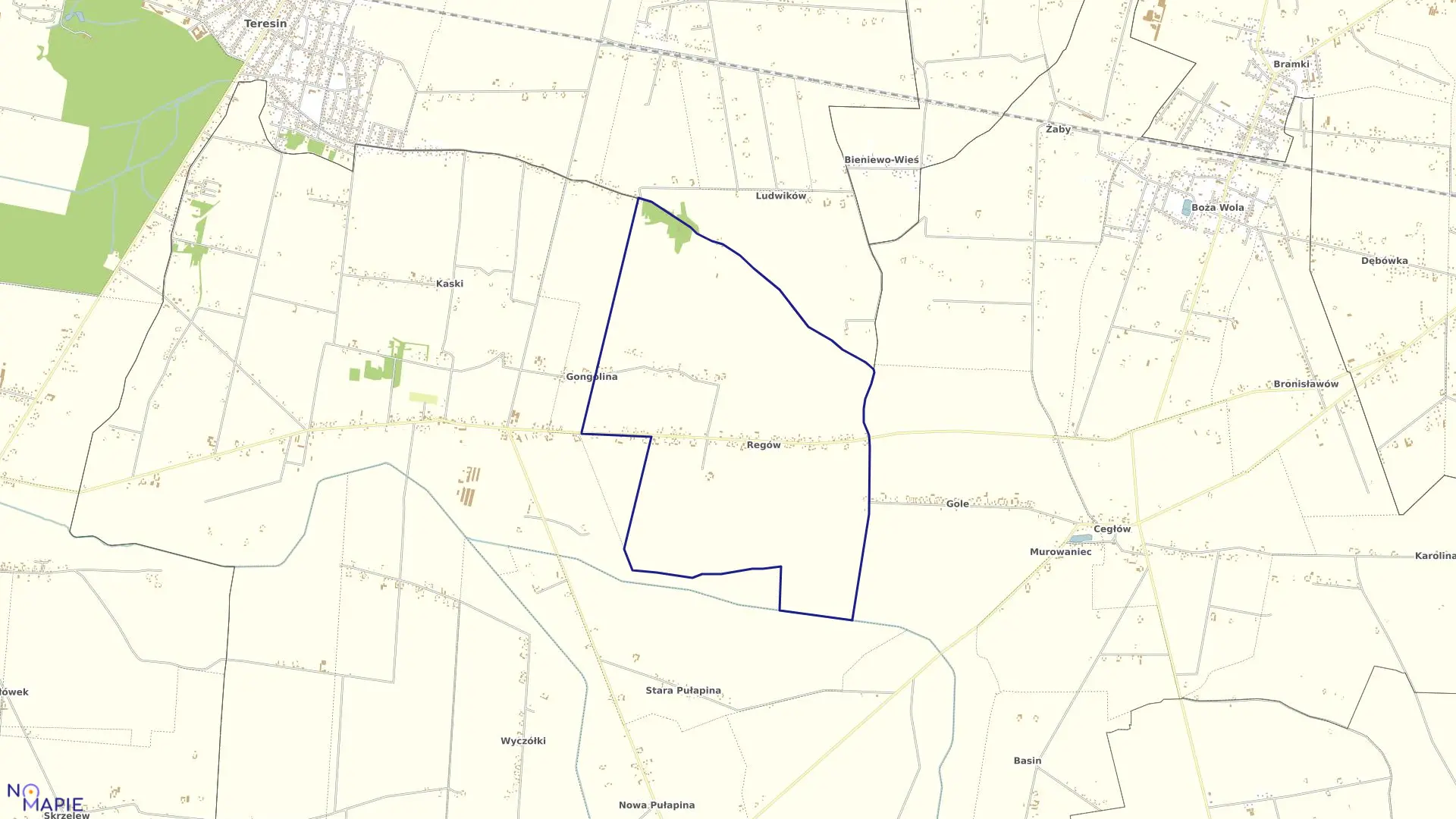 Mapa obrębu REGÓW w gminie Baranów